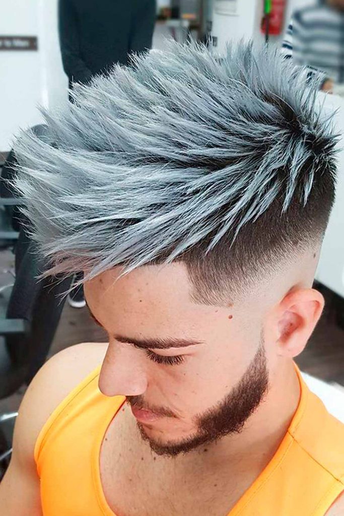 Silver Spikes High Fade #frostedtips #frosttips #highlights #menshighlights