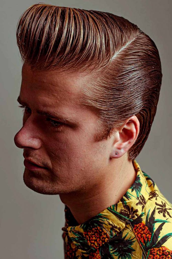 Image of Slicked back pompadour hairstyle male long