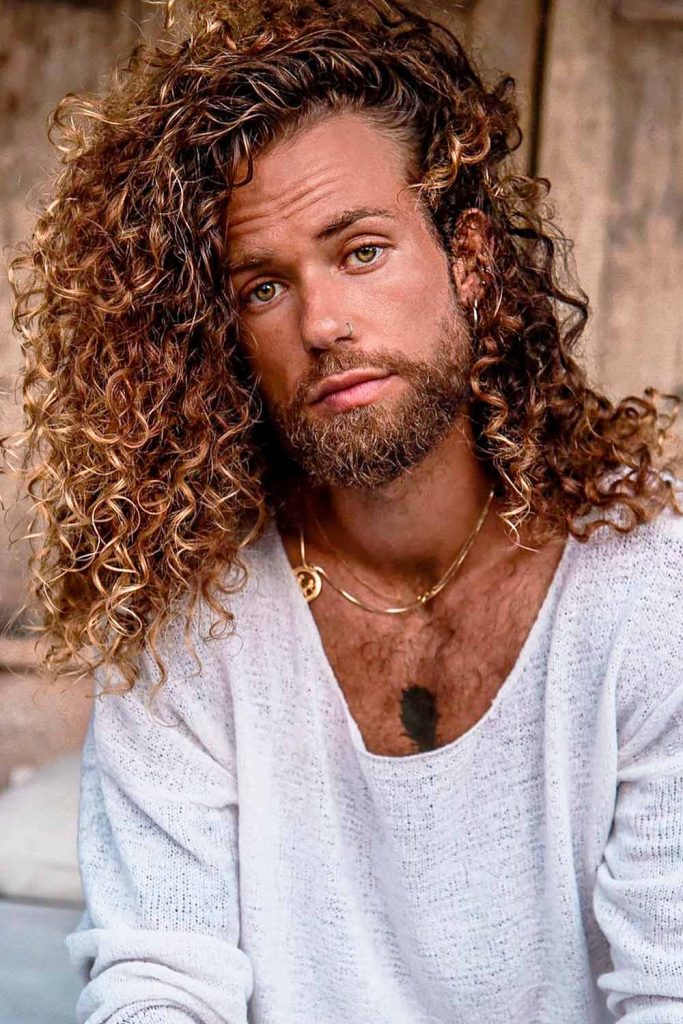 Long Glossy Curls #curlyhairmen #curlyhairstylesformen #menwithcurlyhair