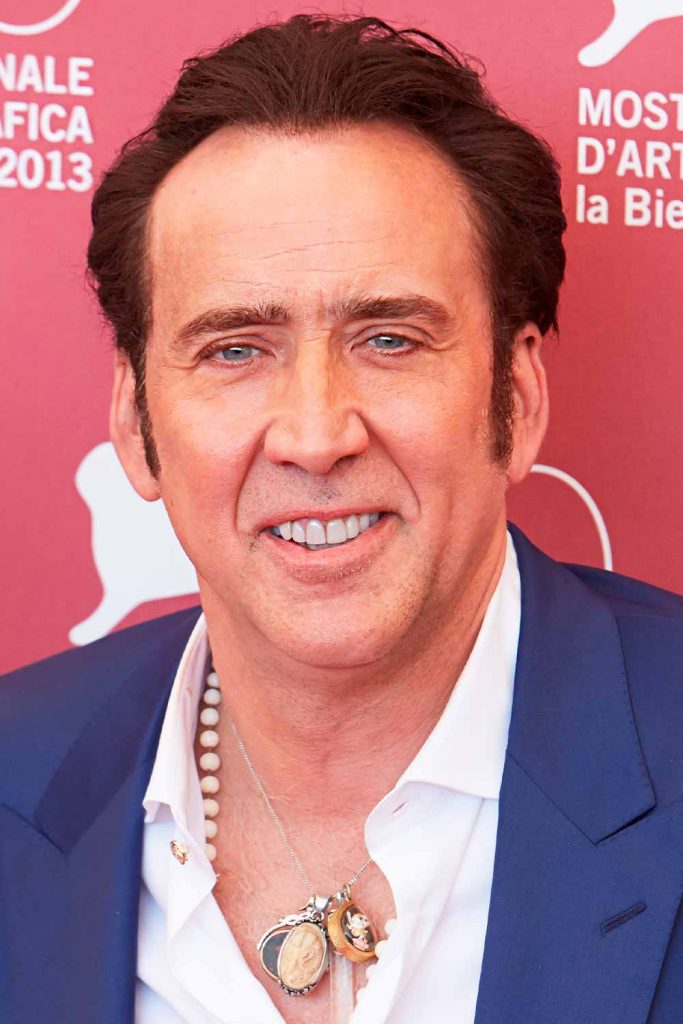 Nicolas Cage’s Brushed Back haircuts for balding men #haircutsforbaldingmen #baldmenhaircuts