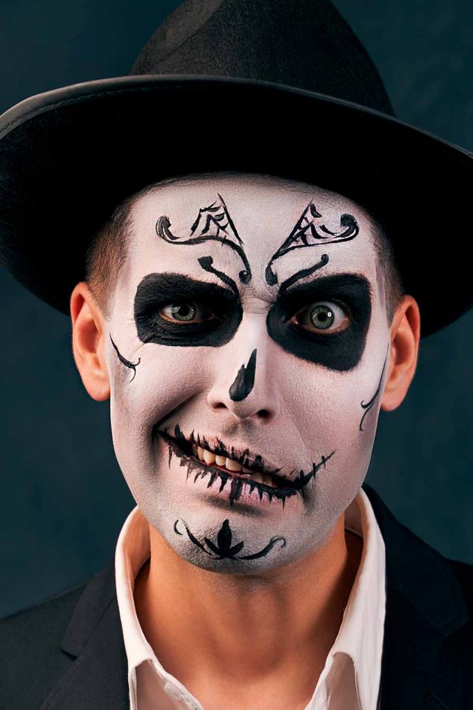 Day Of The Deadth Mens Face Paint #halloweenmakeup #halloweenmakeupmen #halloweefacepaint #mensfacepaint