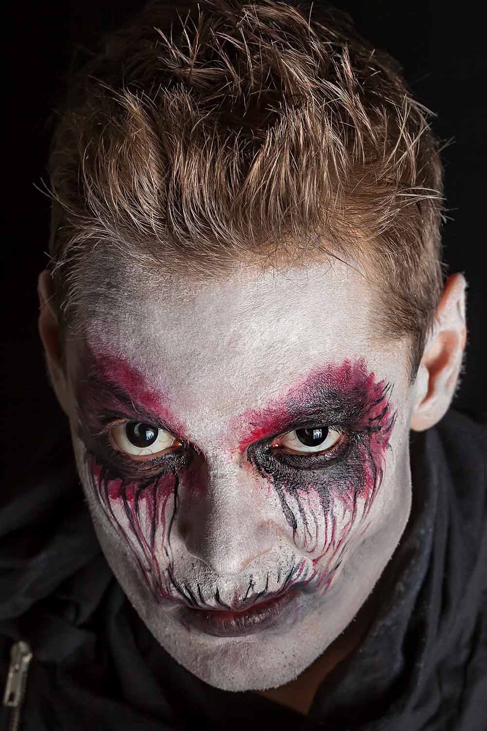 Black Eyes #halloweenmakeup #halloweenmakeupmen #halloweefacepaint #mensfacepaint