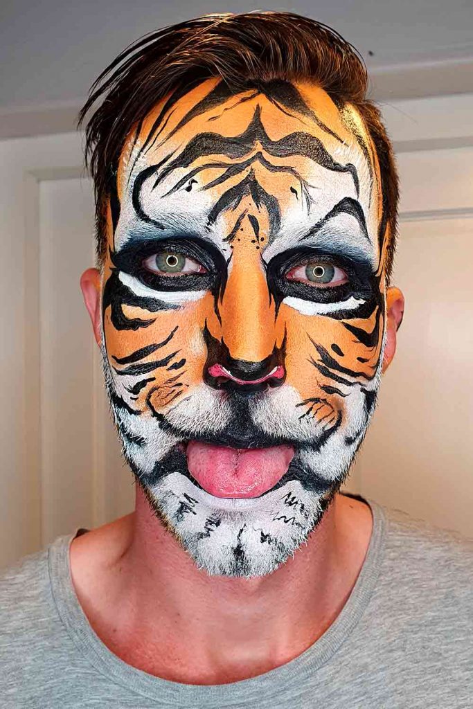 Tiger #halloweenmakeup #halloweenmakeupmen #halloweefacepaint #mensfacepaint