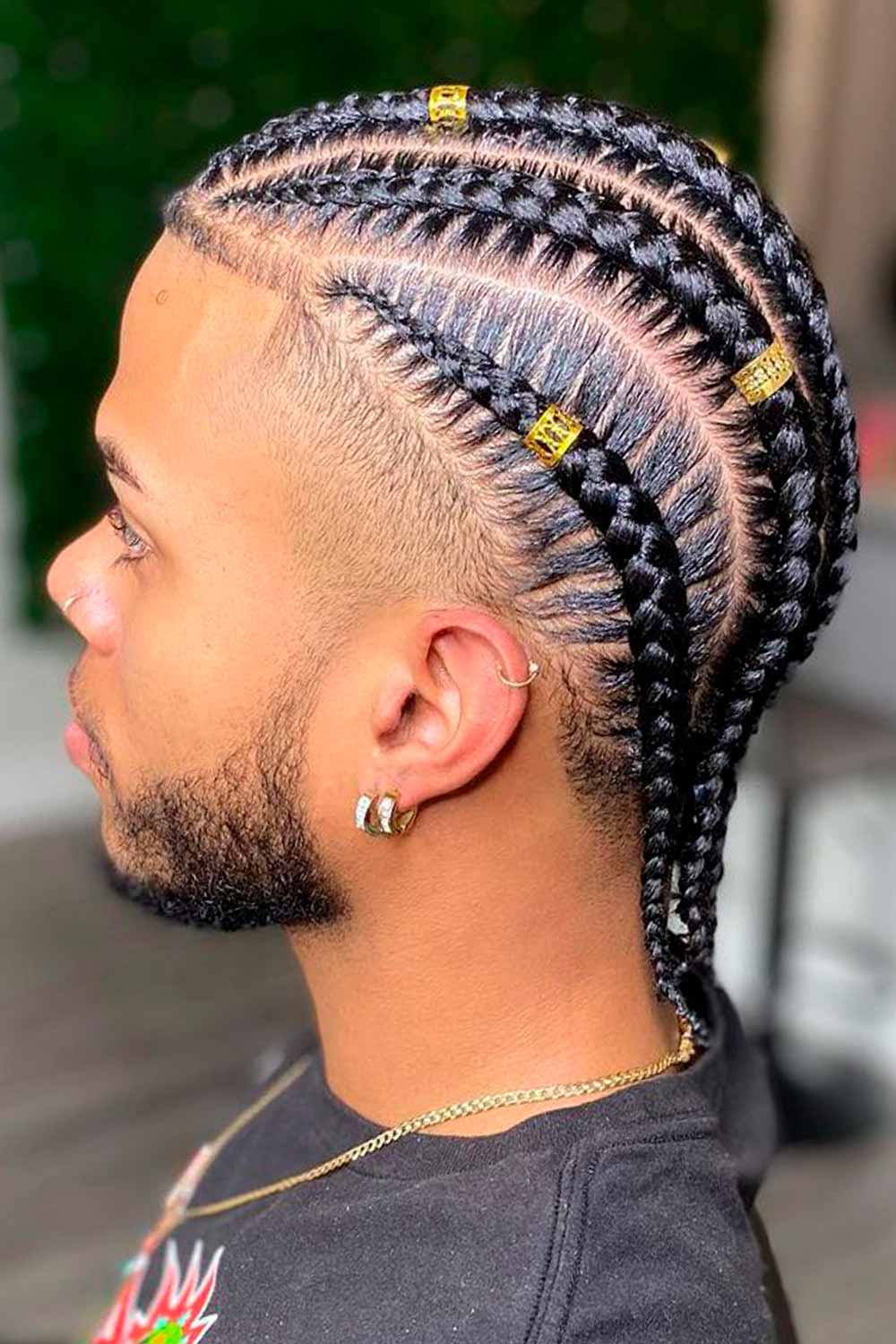 Long Cornrows With Beads #braidsformen #manbraid #manbraidstyles #mensbraids