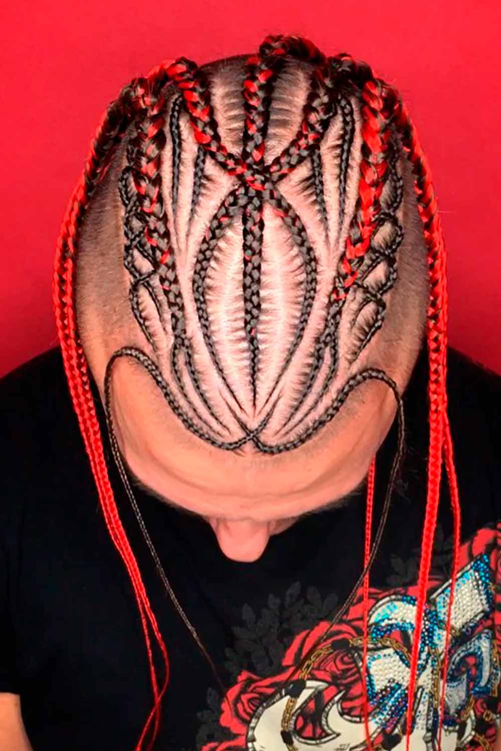 Red Design Cornrorws #braidsformen #manbraid #manbraidstyles #mensbraids