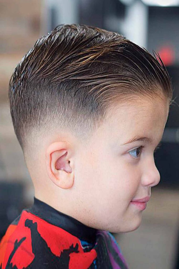Slick Back Fade Toddler Boys Haircuts #littleboyhaircuts #todlderhaircuts