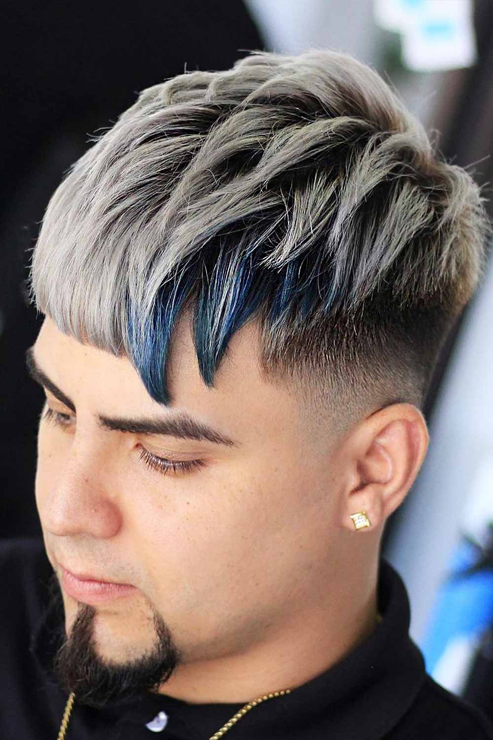 Blue Silver Hair Men #silverhairmen #silverhaircolour