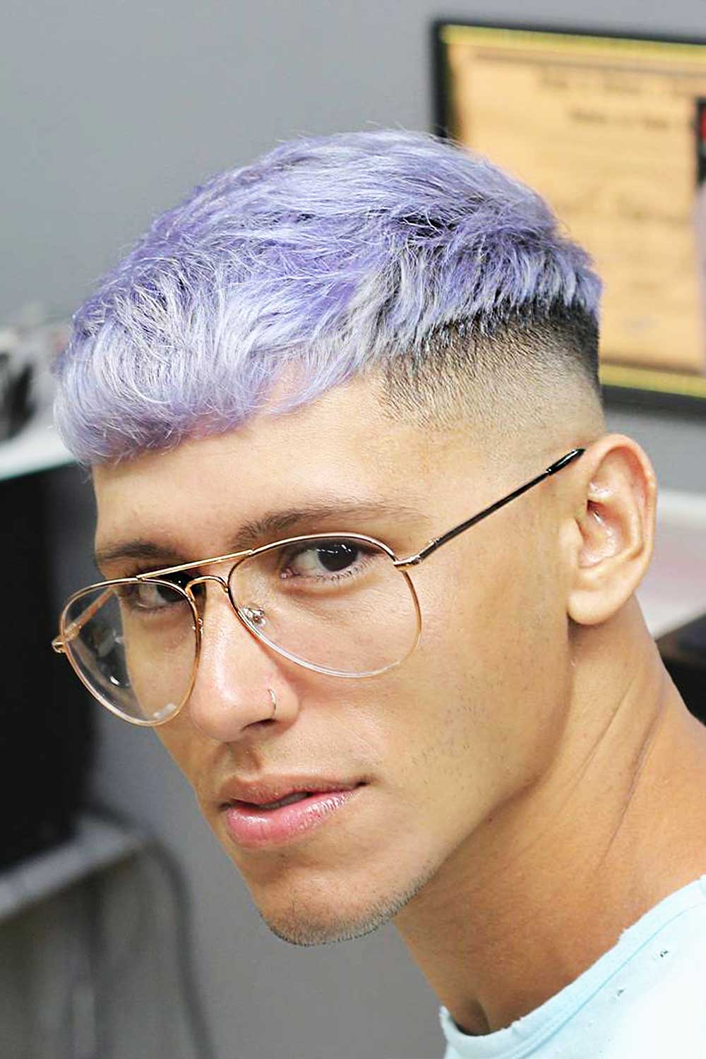 Purple Hairstyle Men #silverhairmen #silverhaircolour