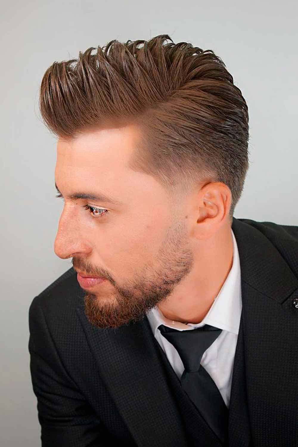 Taper Haircut Guide Side Part Brushed Back 3 