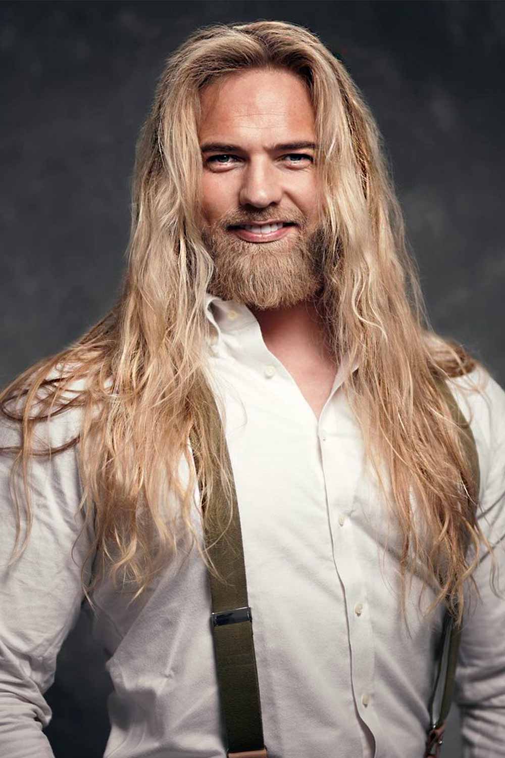 Men with store long blonde hair