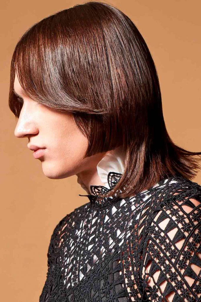 Long & Shiny Mens Hair With Middle Part