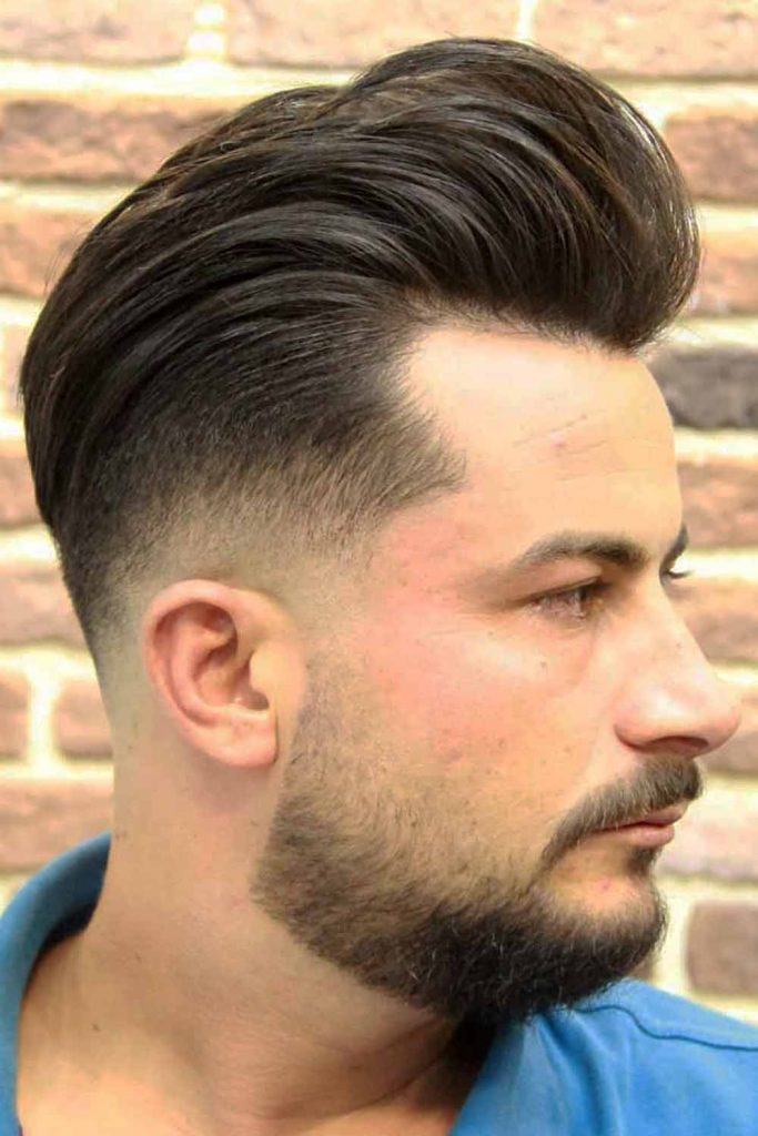 round face haircuts men pomp mid fade brushed up