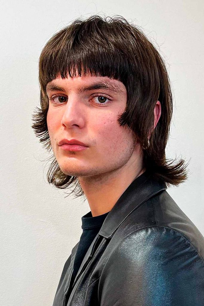 Image of Long wolf cut with blunt bangs men