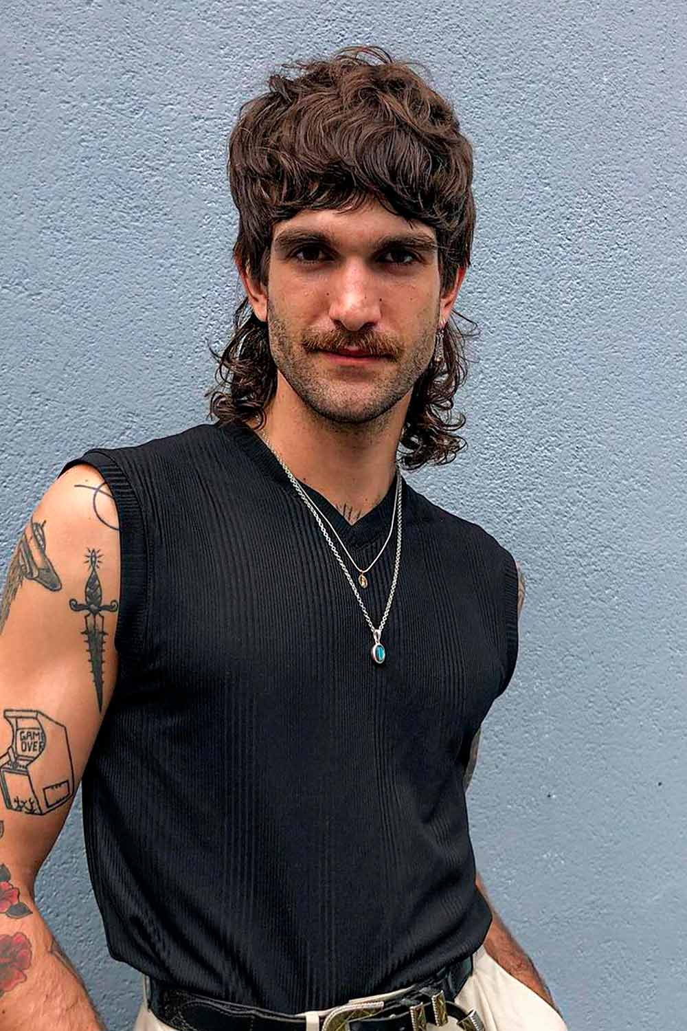 Male Wolfcut On Wavy Hair Men #wolfcutmen #wolfhairstylemen #wolfhaircut