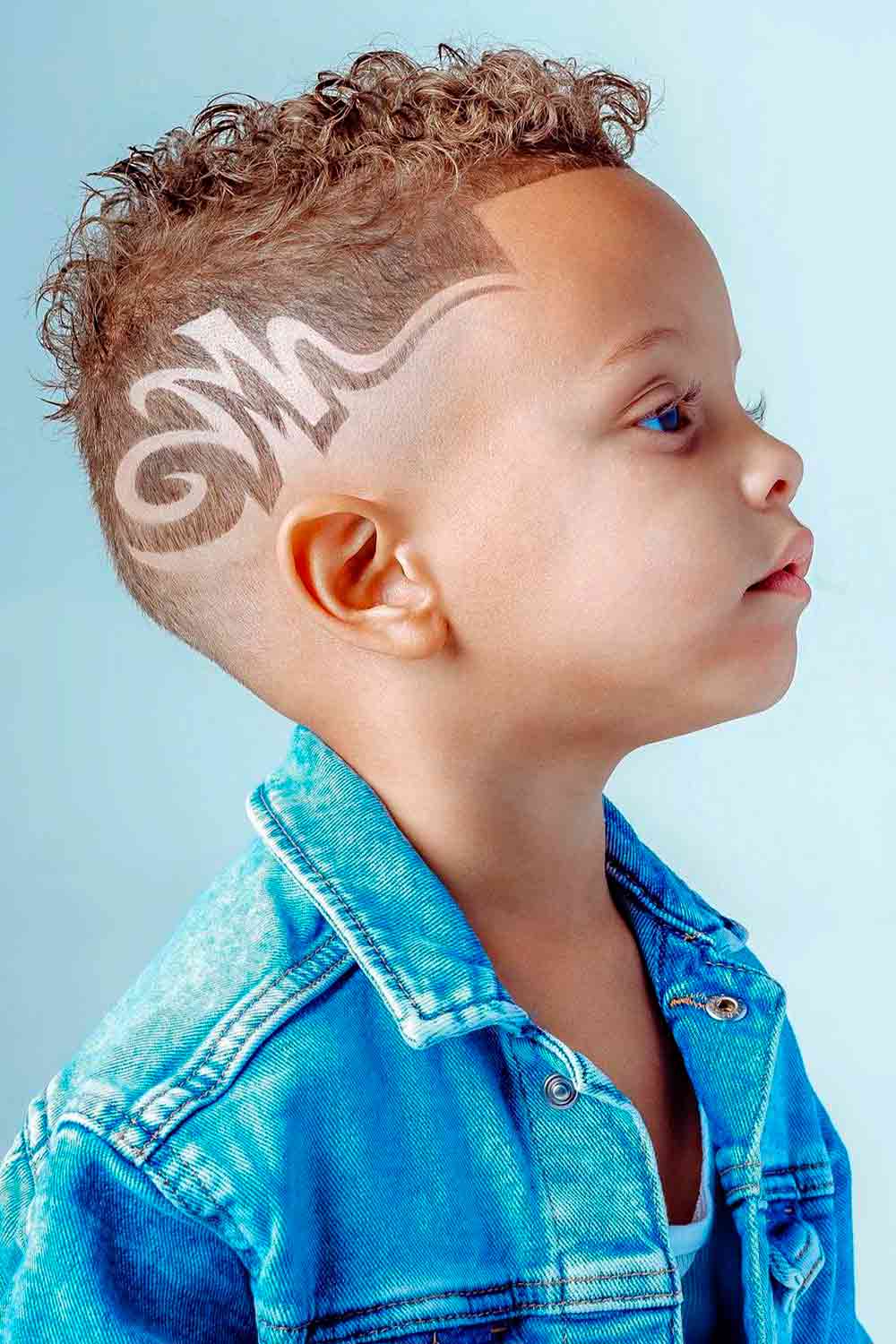 Image of Side part with waves hairstyle for black boy toddlers