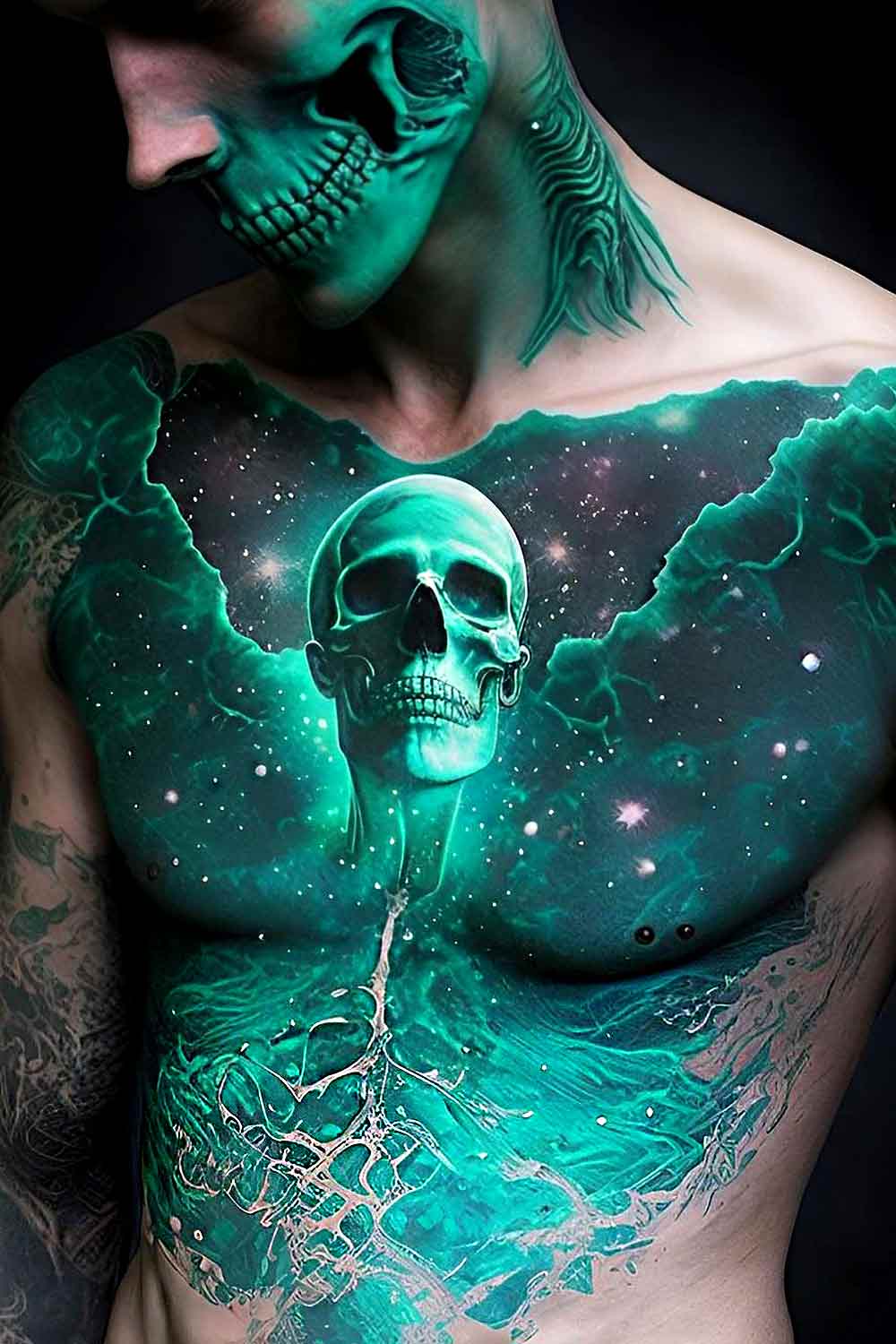 tattoos for men 3d green skull