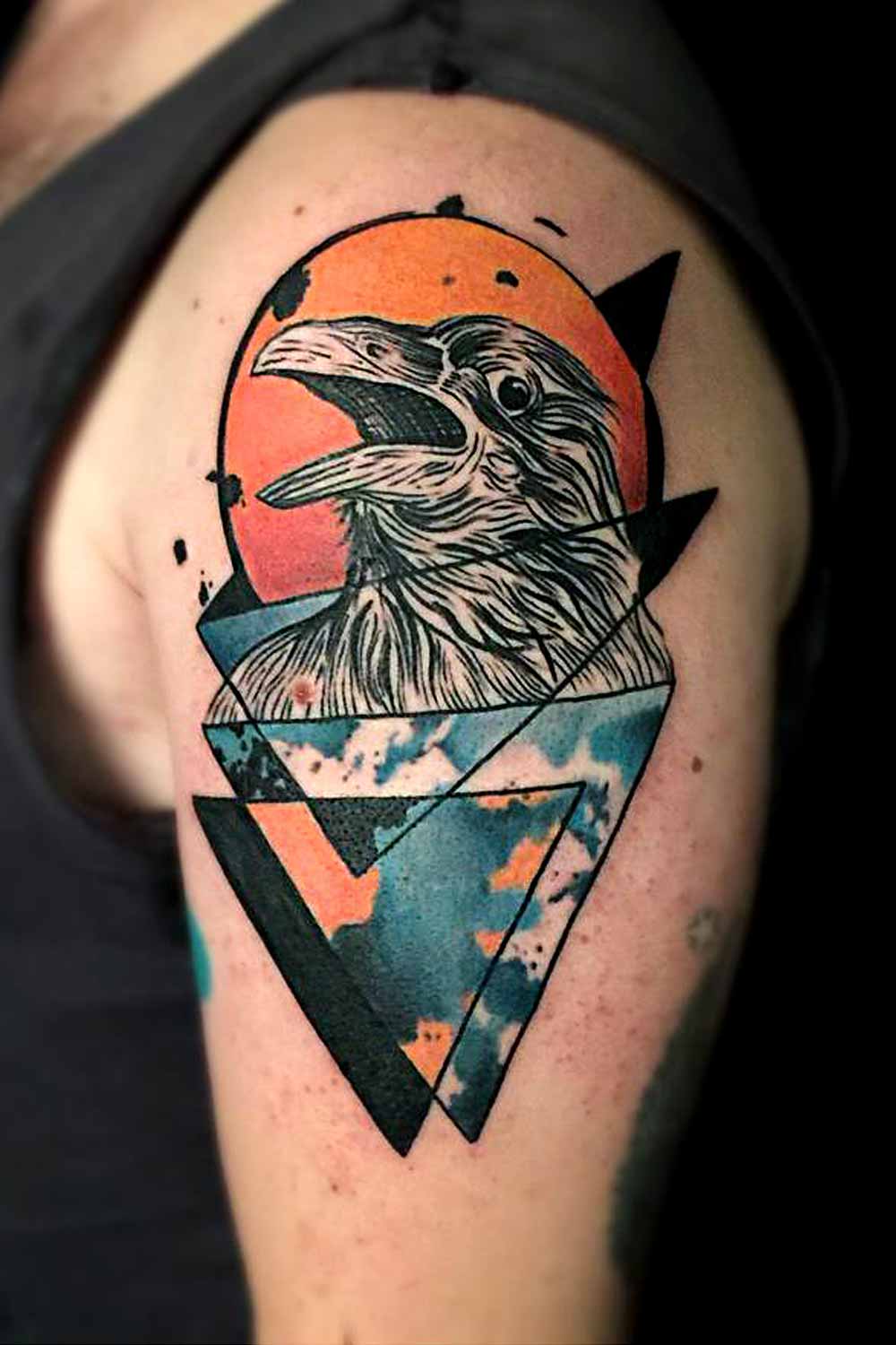 Shaman crow done by Tyler Nguyen out of My Little Needle Tattoos Plymouth  MI  rtattoos