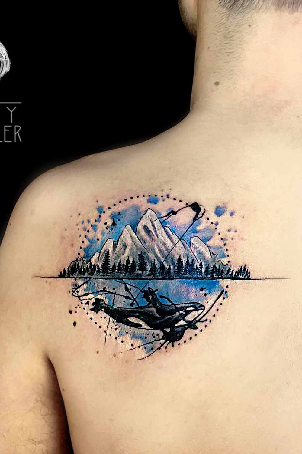 tattoos for men mountain killer whale