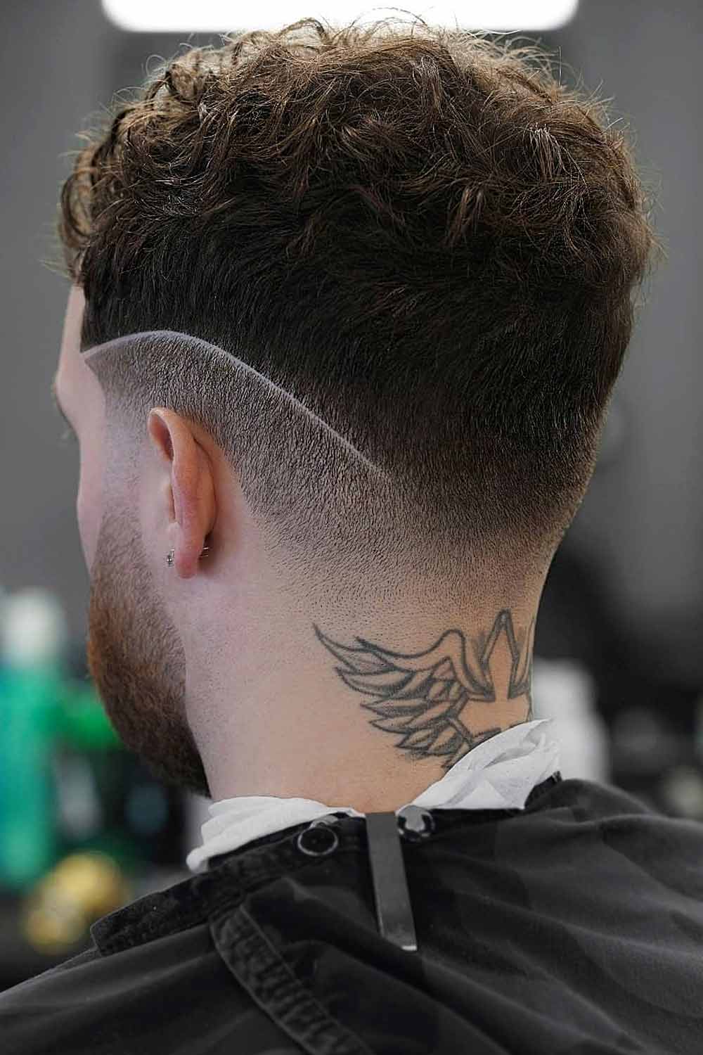 Curly Taper Fade with a Line Hairstyle #taperfadecurlyhair #taperfade #curlyhair #taper #fade
