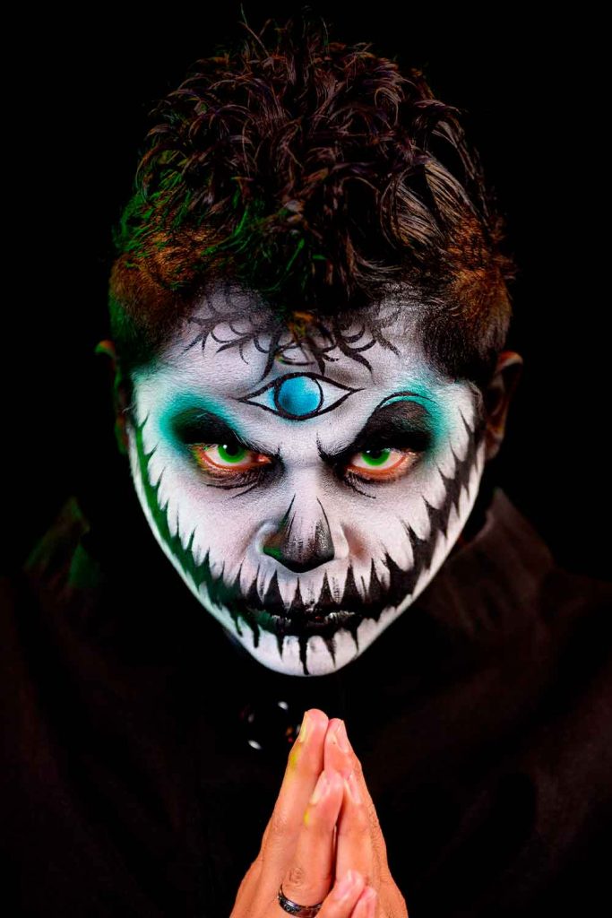 Mayan Death God #halloweenmakeupformen #menshalloweenmakeup