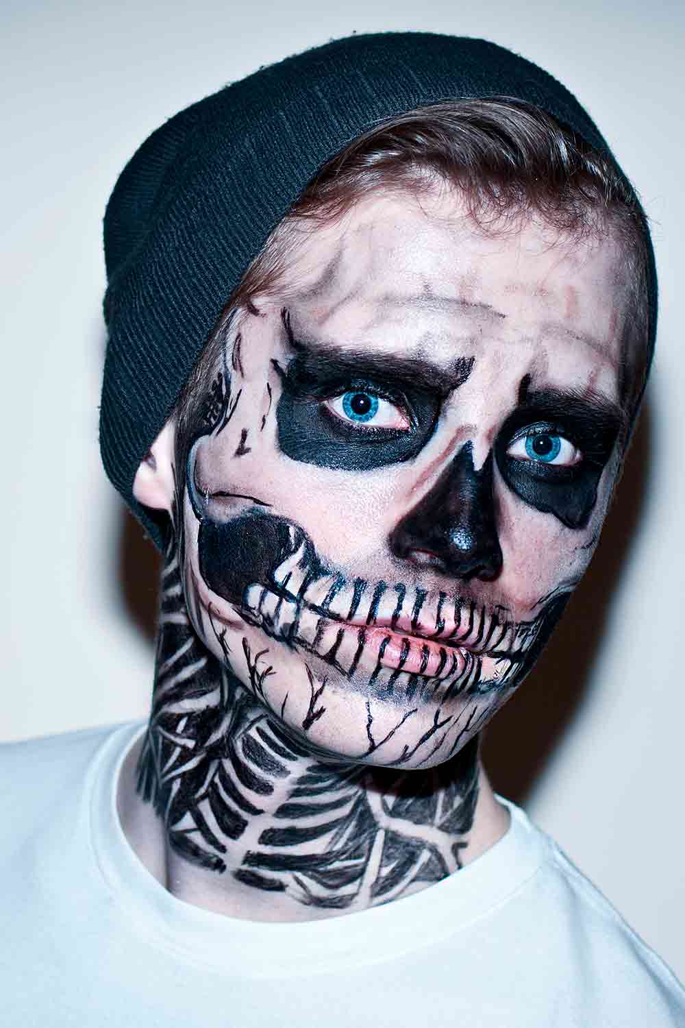 Skull Halloween Makeup For Men #halloweenmakeupformen #menshalloweenmakeup