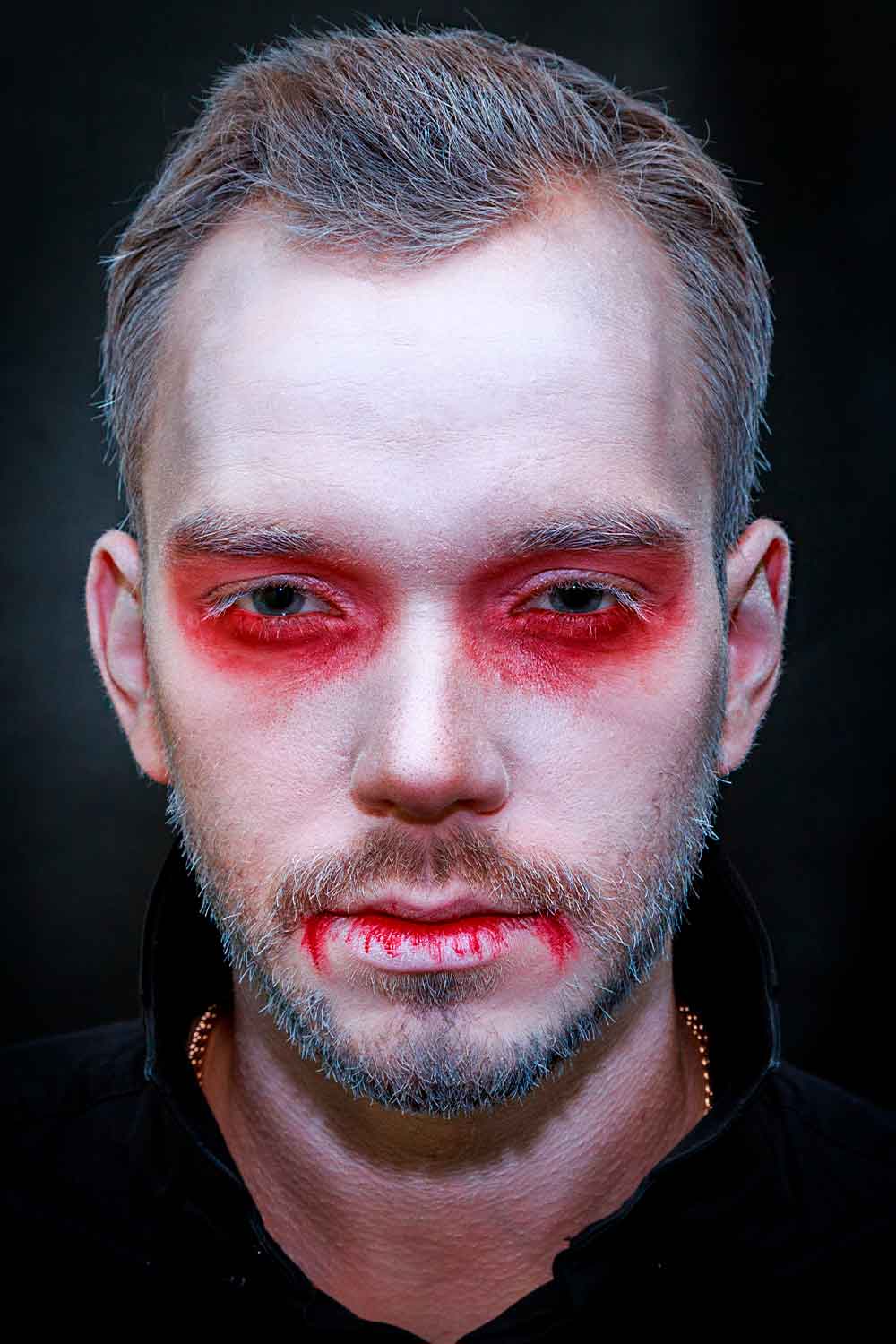 White Face Red Eyes #halloweenmakeupformen #menshalloweenmakeup