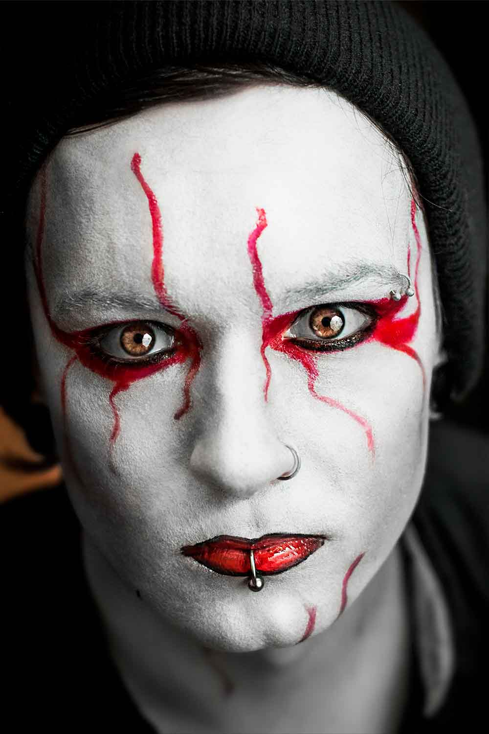 White Face Red Eyes #halloweenmakeupformen #menshalloweenmakeup