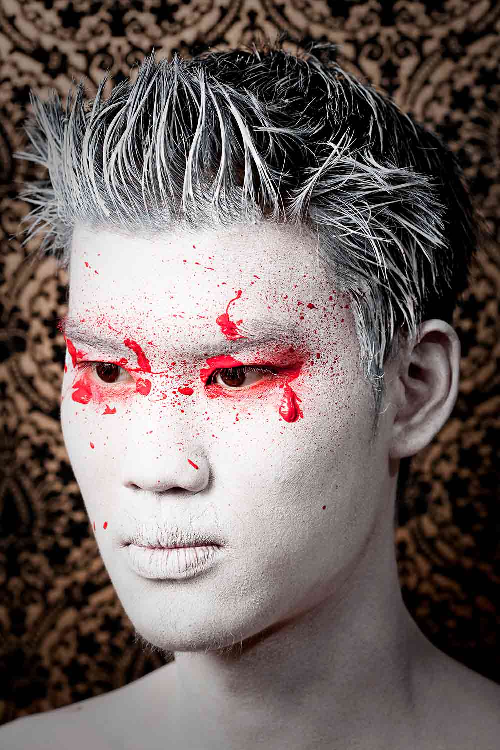 White Face Red Eyes #halloweenmakeupformen #menshalloweenmakeup