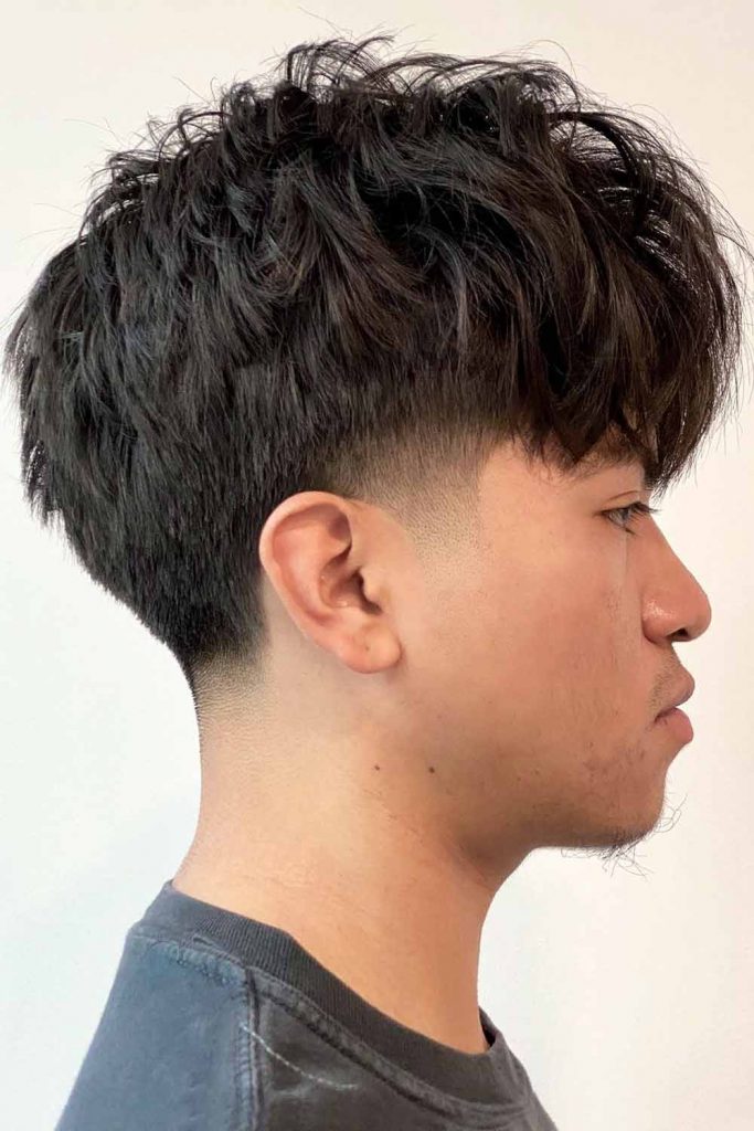 two block haircut low taper fade bang straight medium