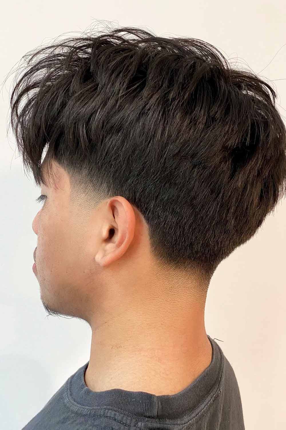 Two Block Haircut Medium Low Taper Fade Bang Straight 