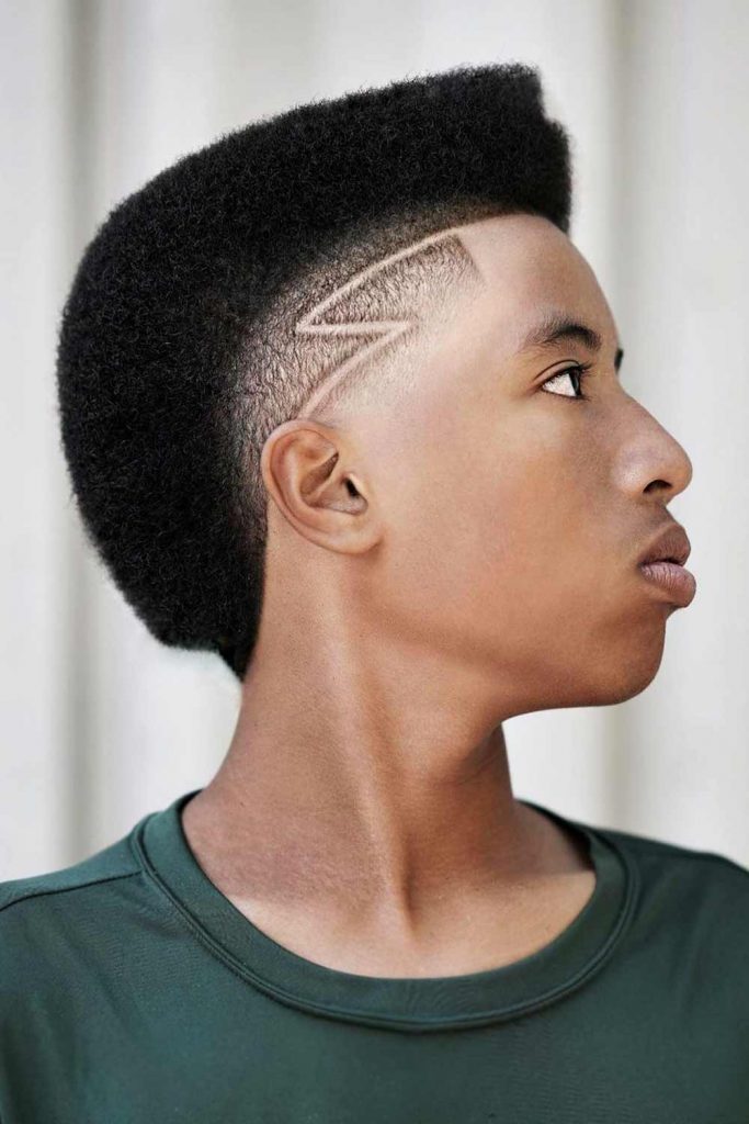 Mohawk Style With Hair Tattoo #blackmenshaircuts #blackmenhairstyles #blackmenhair