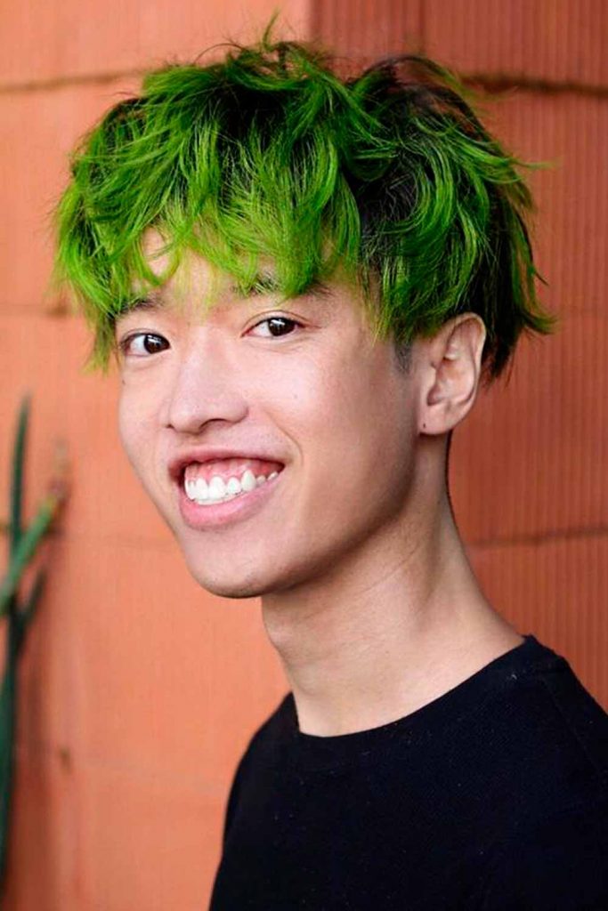 Wavy Layered Green Haircut #twoblockhaircut #kpophaircut #asianhaircut #asianhairstyle