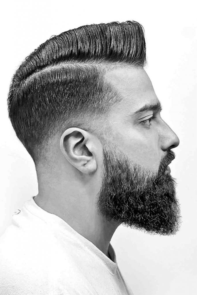 Pompadour With Part And Fade #shortsideslongtop #shortsideslongtophaircut #longtopshortsides