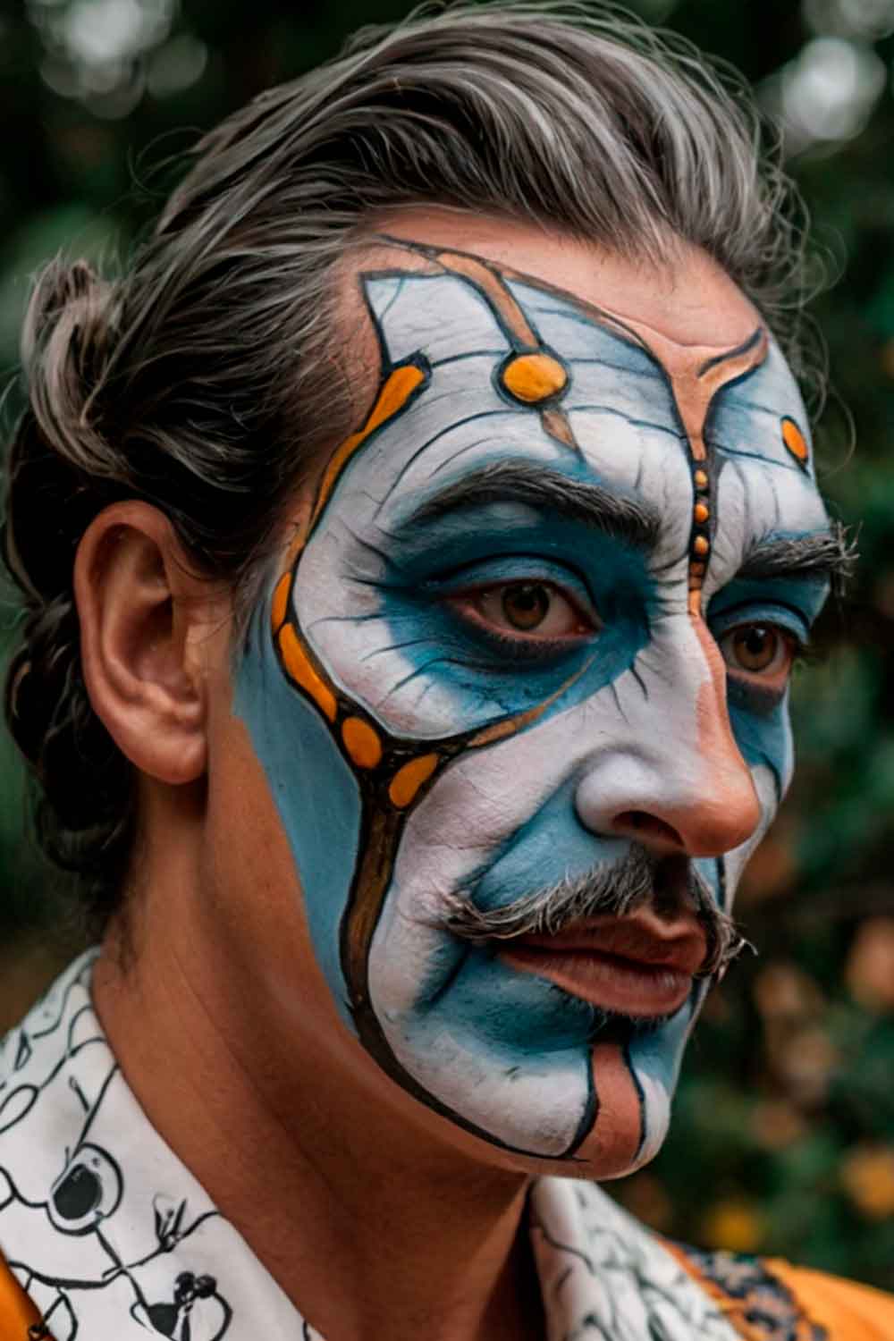 Dali Face Paint For A Halloween Party #halloweenmakeup #halloweenmakeupmen #mensfacepain #menshalloweenmakeup