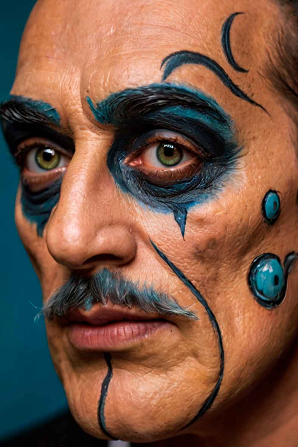 Dali Face Paint For A Halloween Party #halloweenmakeup #halloweenmakeupmen #mensfacepain #menshalloweenmakeup