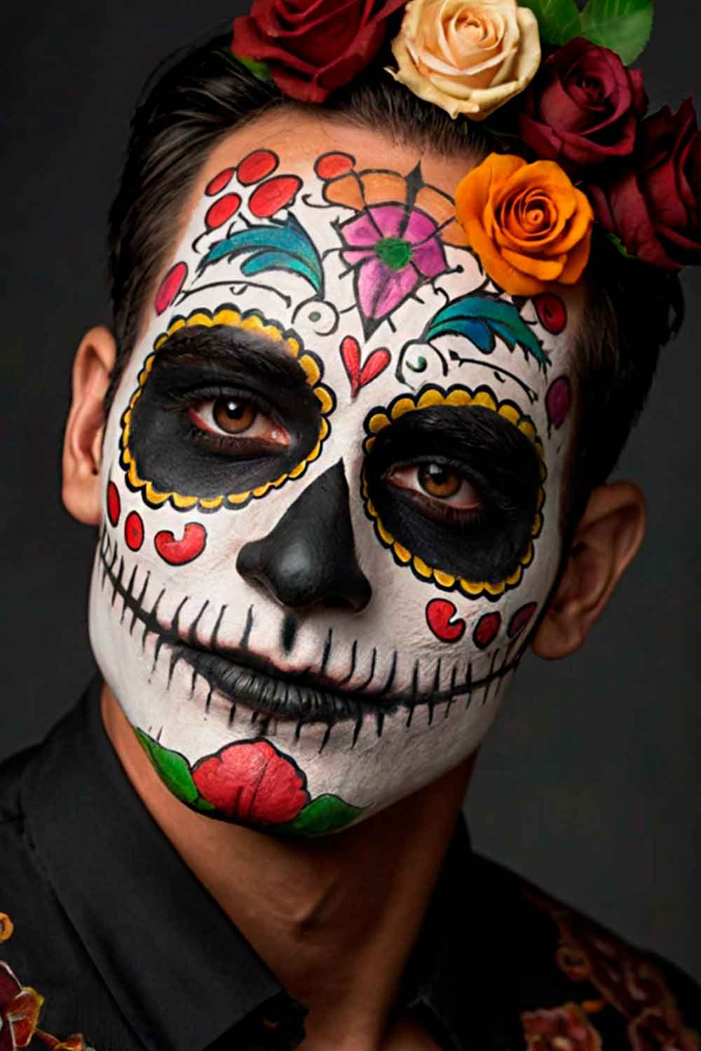 Day Of The Dead Makeup #halloweenmakeup #halloweenmakeupmen #mensfacepain #menshalloweenmakeup