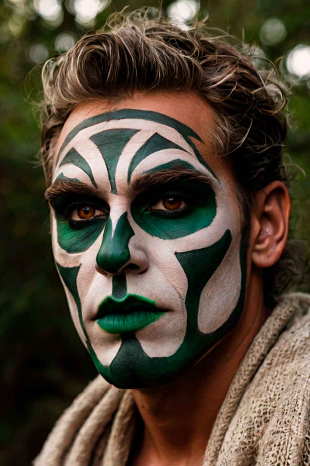 Druid Halloween Makeup For Men #halloweenmakeup #halloweenmakeupmen #mensfacepain #menshalloweenmakeup