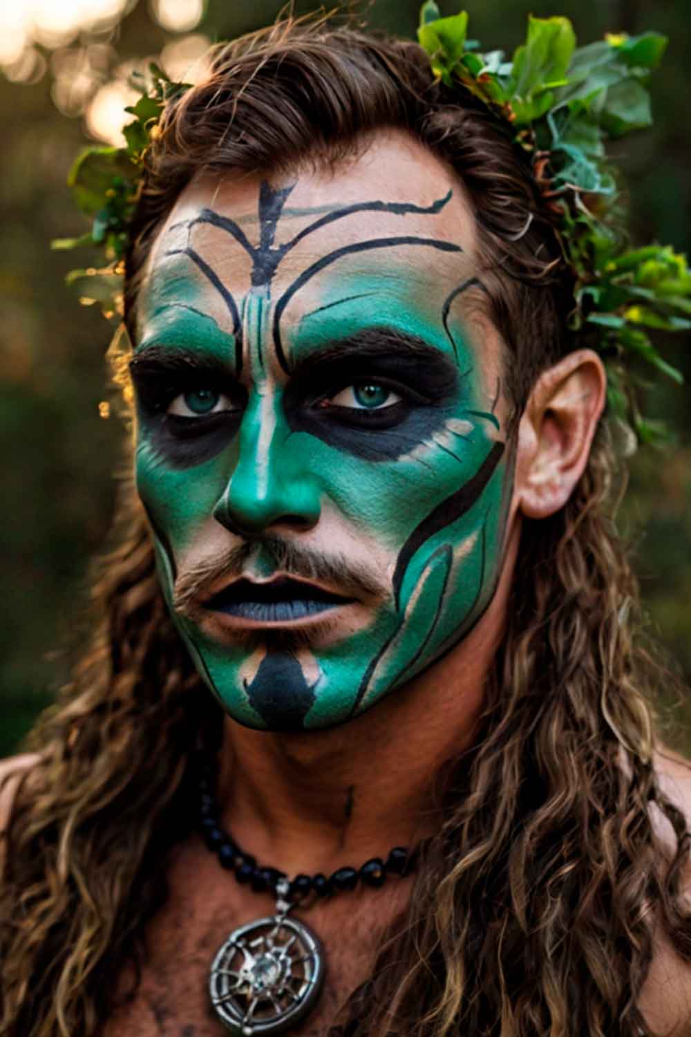 Druid Halloween Makeup For Men #halloweenmakeup #halloweenmakeupmen #mensfacepain #menshalloweenmakeup