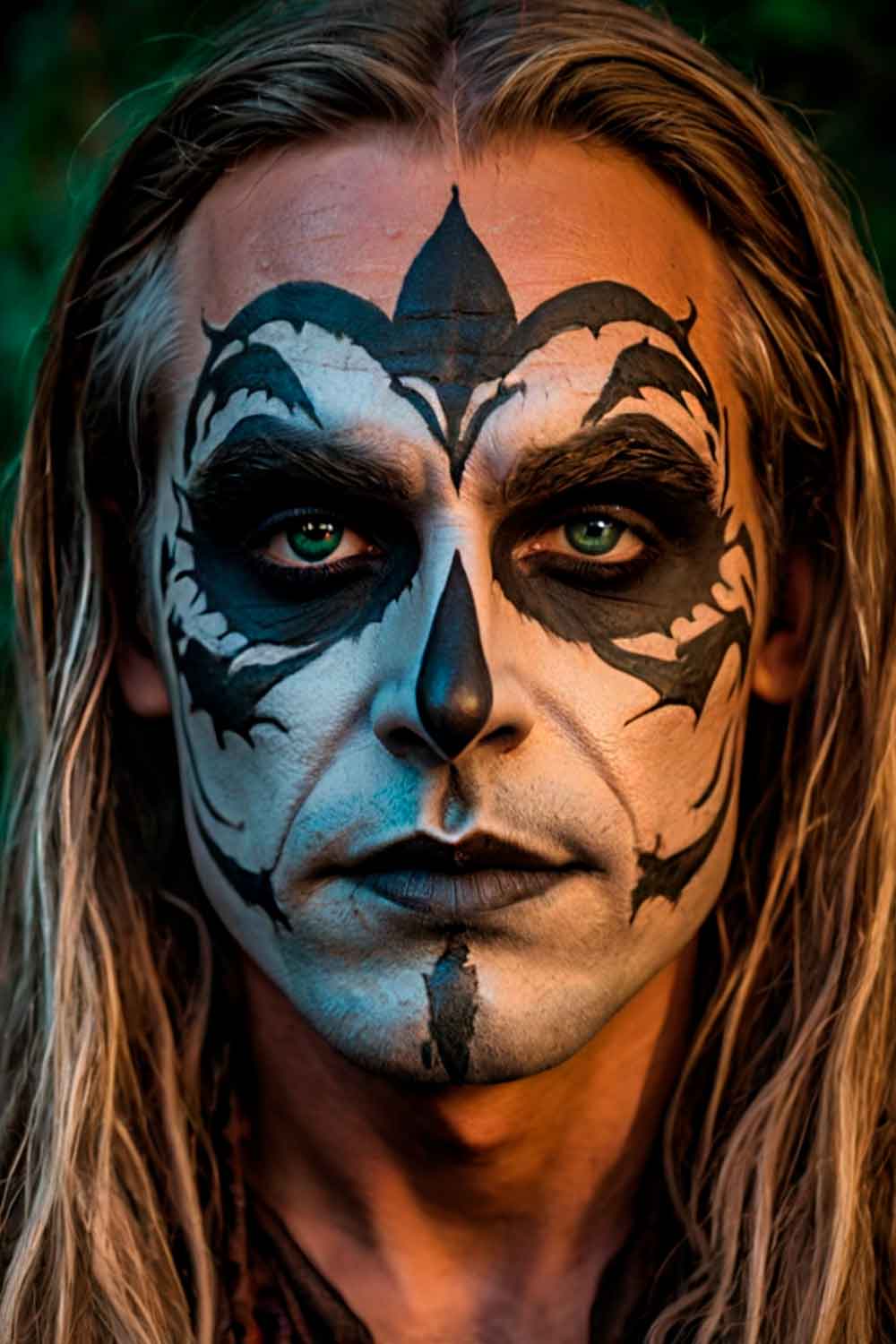 Druid Halloween Makeup For Men #halloweenmakeup #halloweenmakeupmen #mensfacepain #menshalloweenmakeup