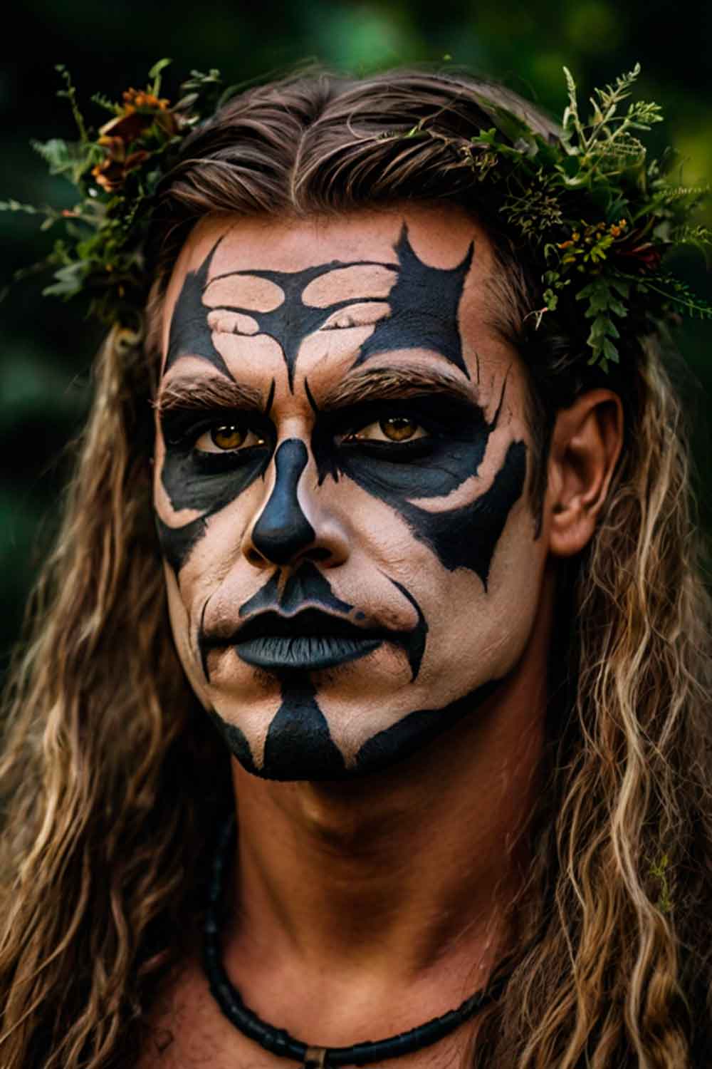 Druid Halloween Makeup For Men #halloweenmakeup #halloweenmakeupmen #mensfacepain #menshalloweenmakeup