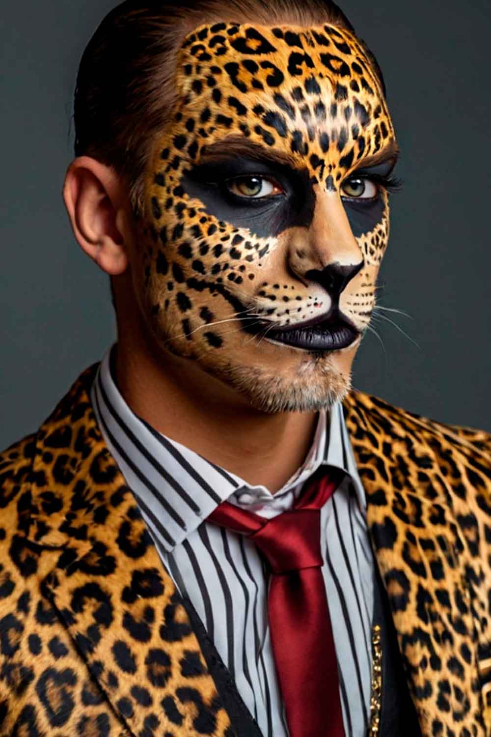 Leopard Man Makeup #halloweenmakeup #halloweenmakeupmen #mensfacepain #menshalloweenmakeup