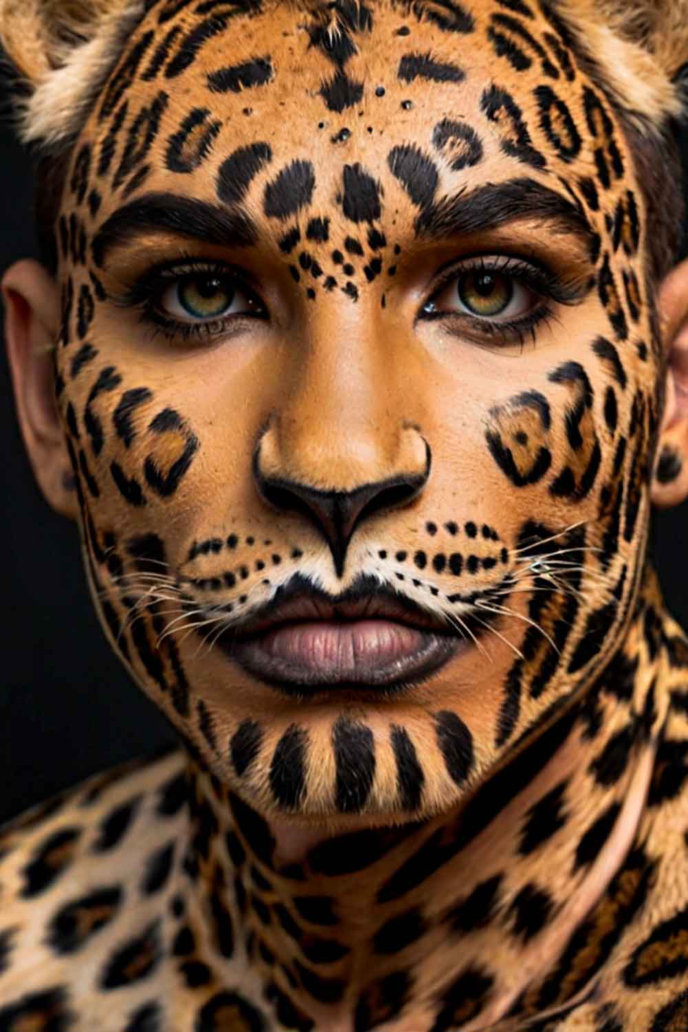 Leopard Man Makeup #halloweenmakeup #halloweenmakeupmen #mensfacepain #menshalloweenmakeup