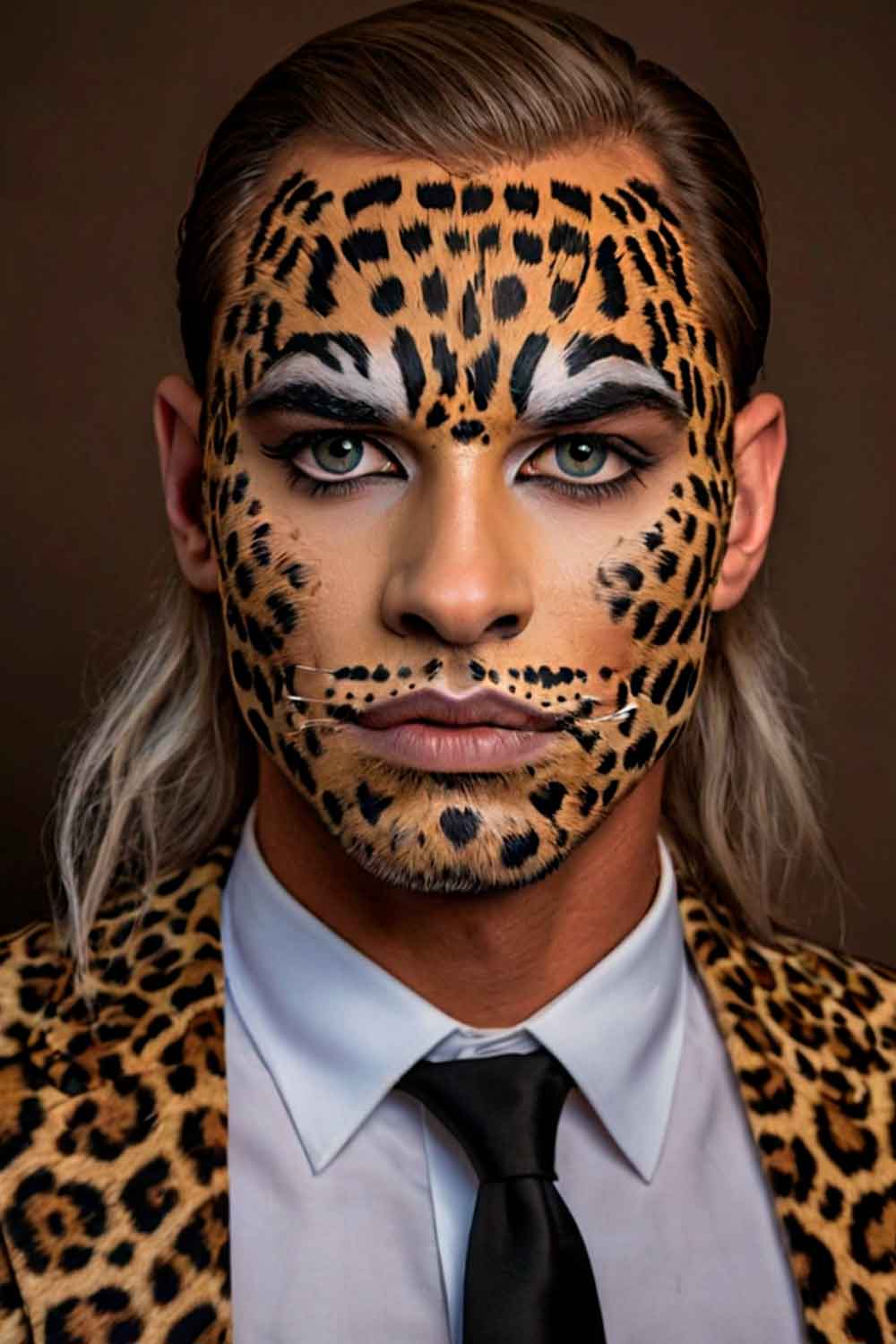 Leopard Man Makeup #halloweenmakeup #halloweenmakeupmen #mensfacepain #menshalloweenmakeup