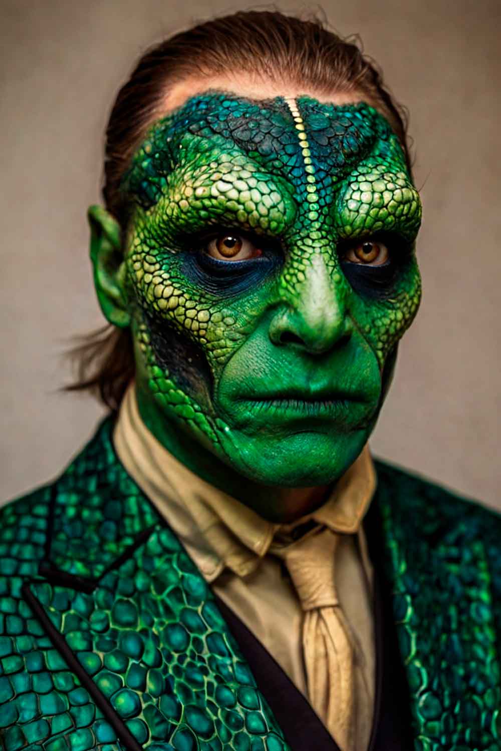 Lizard Men Halloween Makeup #halloweenmakeup #halloweenmakeupmen #mensfacepain #menshalloweenmakeup