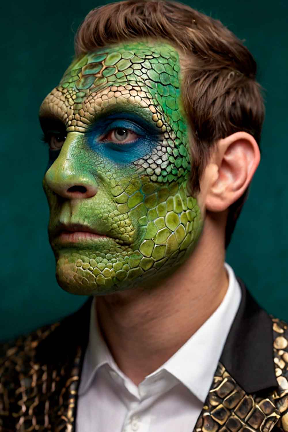 Lizard Men Halloween Makeup #halloweenmakeup #halloweenmakeupmen #mensfacepain #menshalloweenmakeup