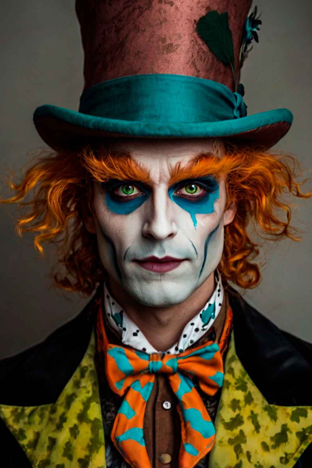 Mad Hatter Makeup For Guys #halloweenmakeup #halloweenmakeupmen #mensfacepain #menshalloweenmakeup