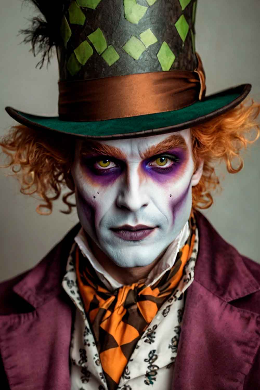 Mad Hatter Makeup For Guys #halloweenmakeup #halloweenmakeupmen #mensfacepain #menshalloweenmakeup