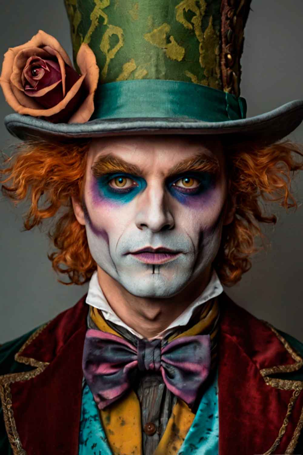 Mad Hatter Makeup For Guys #halloweenmakeup #halloweenmakeupmen #mensfacepain #menshalloweenmakeup