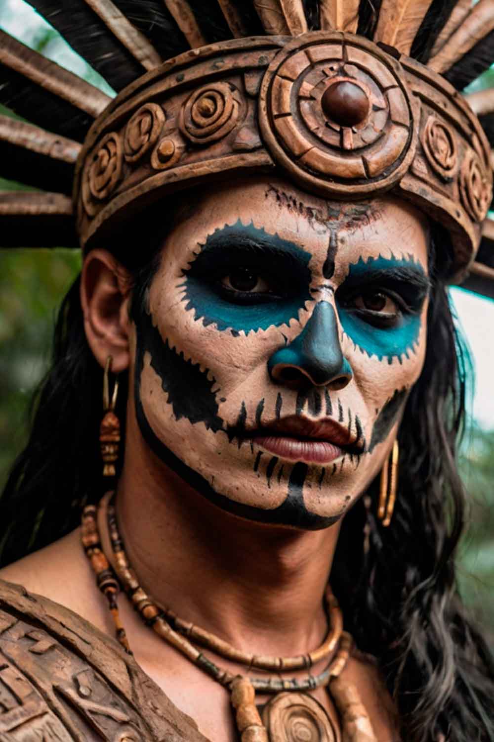 Mayan Death God #halloweenmakeup #halloweenmakeupmen #mensfacepain #menshalloweenmakeup