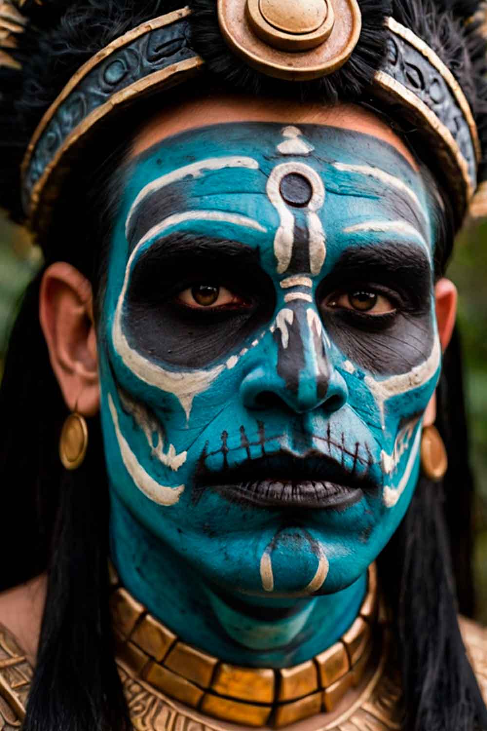 Mayan Death God #halloweenmakeup #halloweenmakeupmen #mensfacepain #menshalloweenmakeup